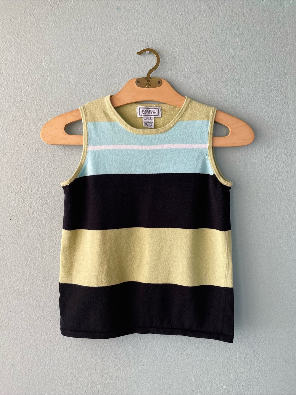 ♦️5/$15♦️Jennifer Moore | 90s Striped Colorblock Tank Top
